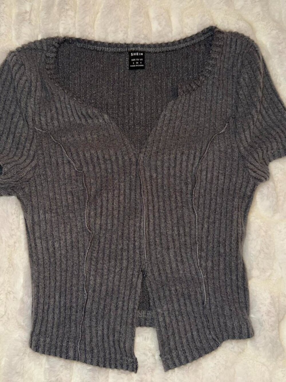 Grey ribbed sweater crop top
